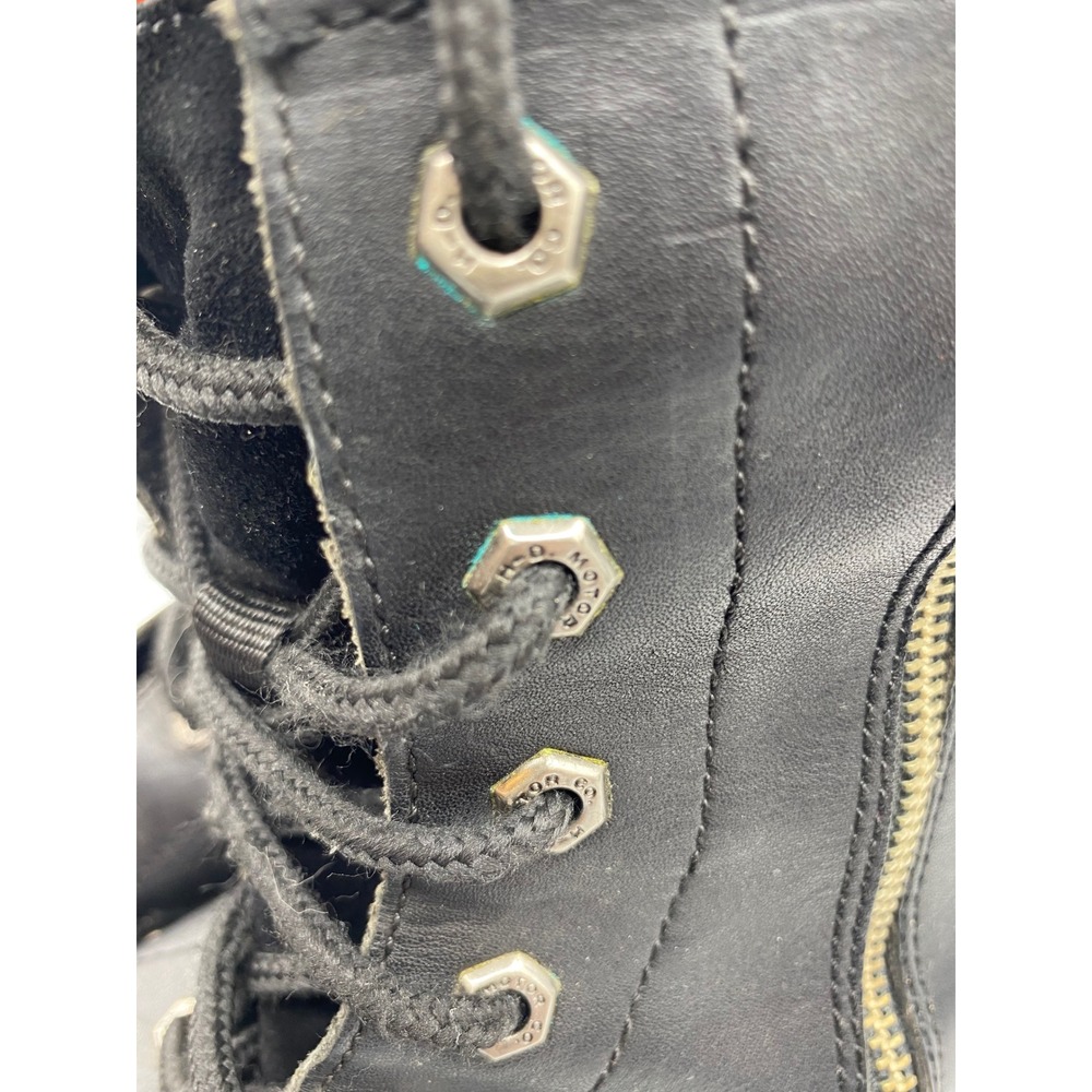 Harley Davidson Mens 13 Motorcycle Boots Black Leather Side Zip Lug Sole 91028 - Picture 11 of 15